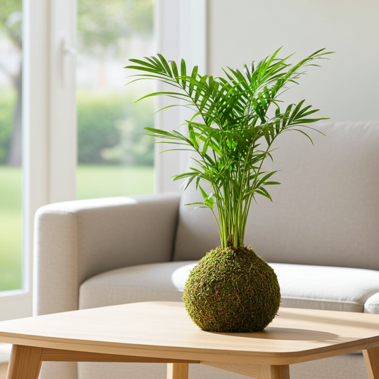 kokedama palmera camadorea