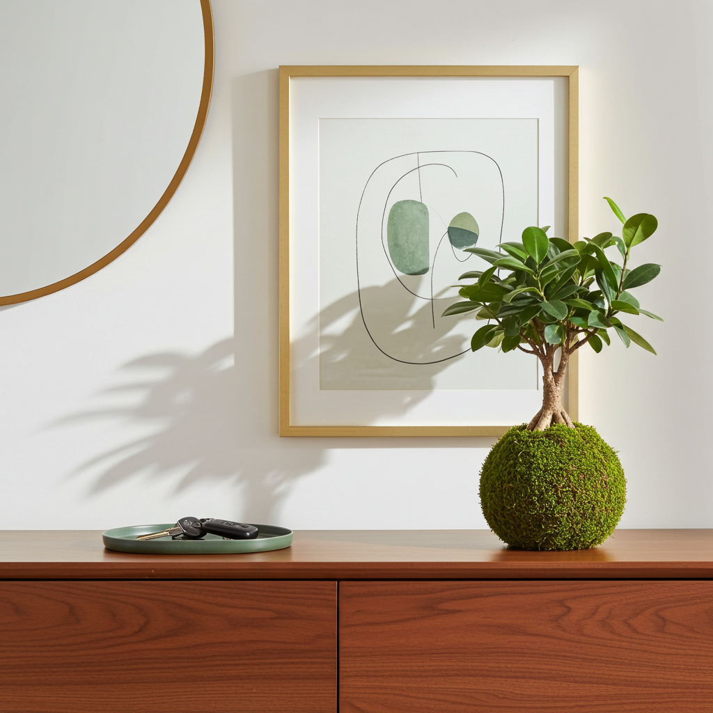 ficus ginseng kokedama natural