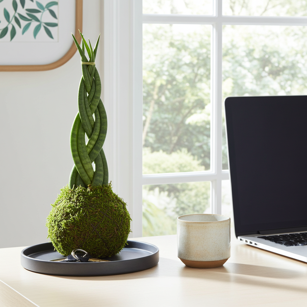 sansevieria cylindrica kokedama natural
