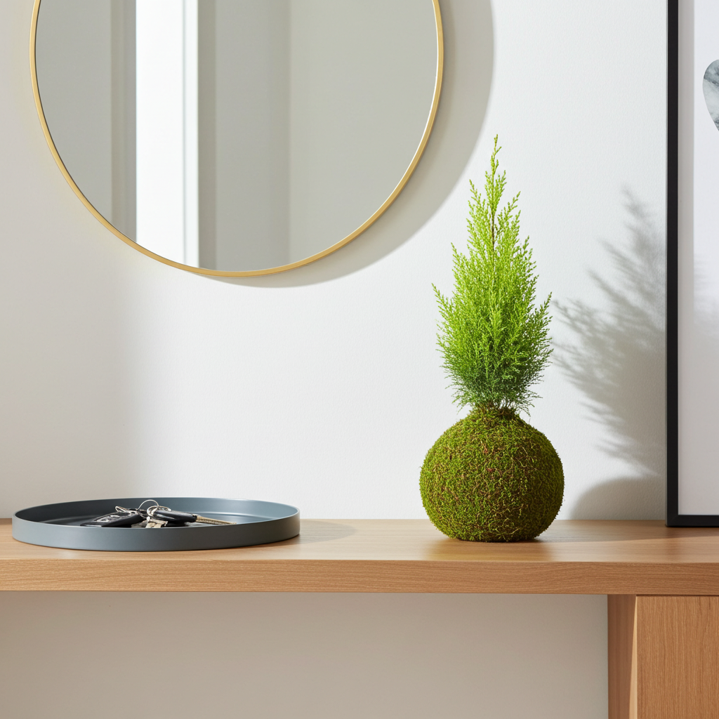 kokedama de cipres natural dorado