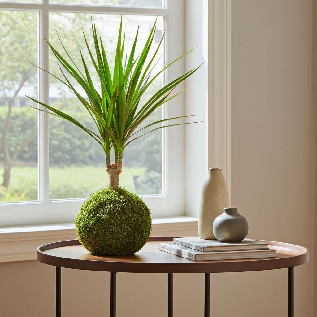 dracaena marginata planta kokedama