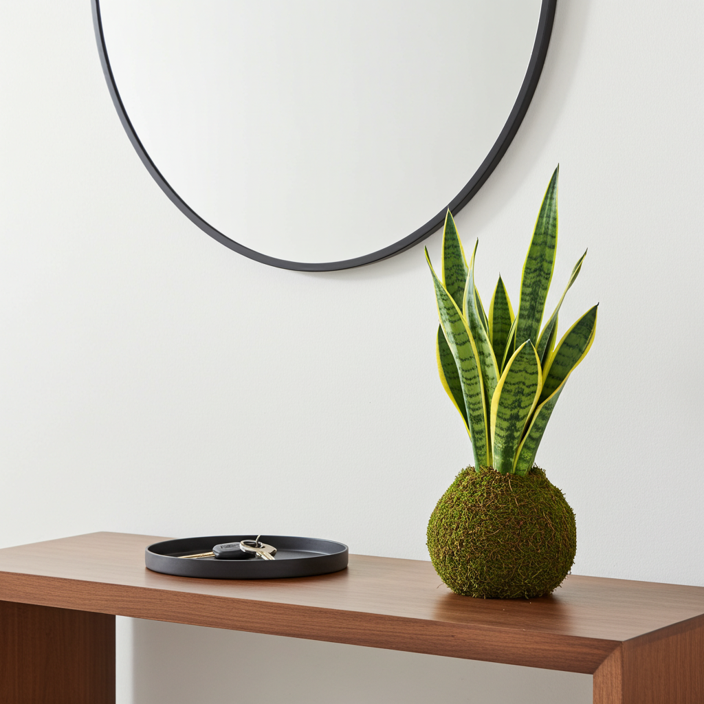kokedama natural sansevieria