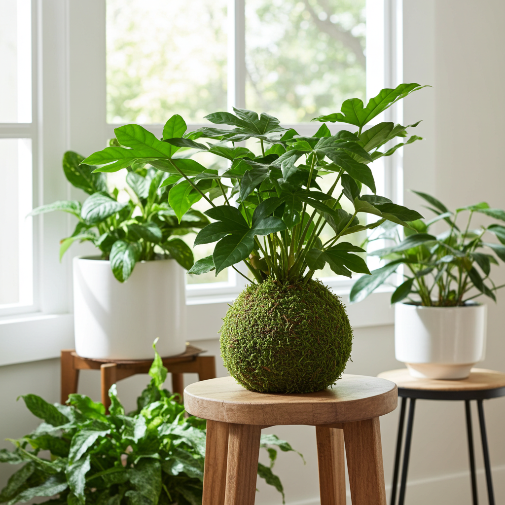 kokedama aralia japonesa