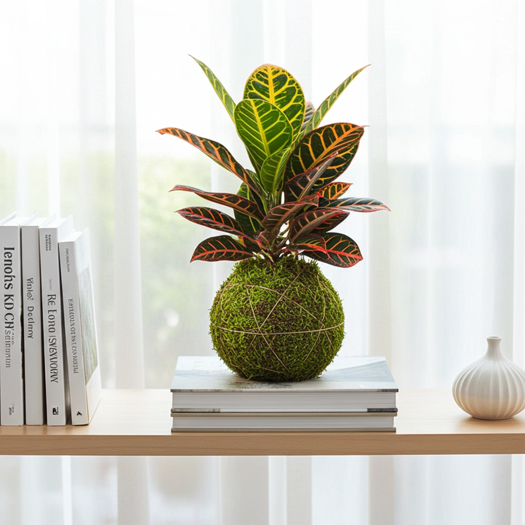 kokedama croton petra