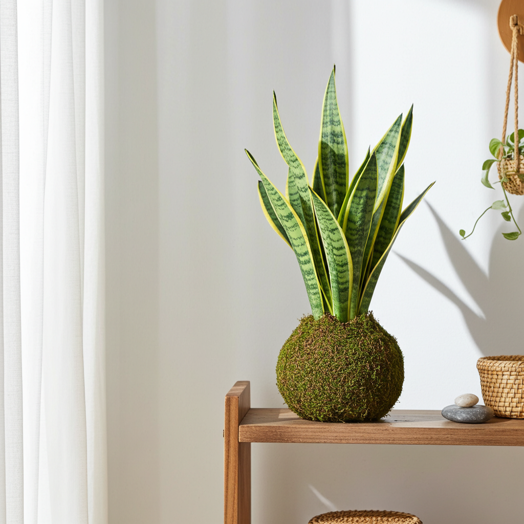 kokedama sansevieria trifasciata
