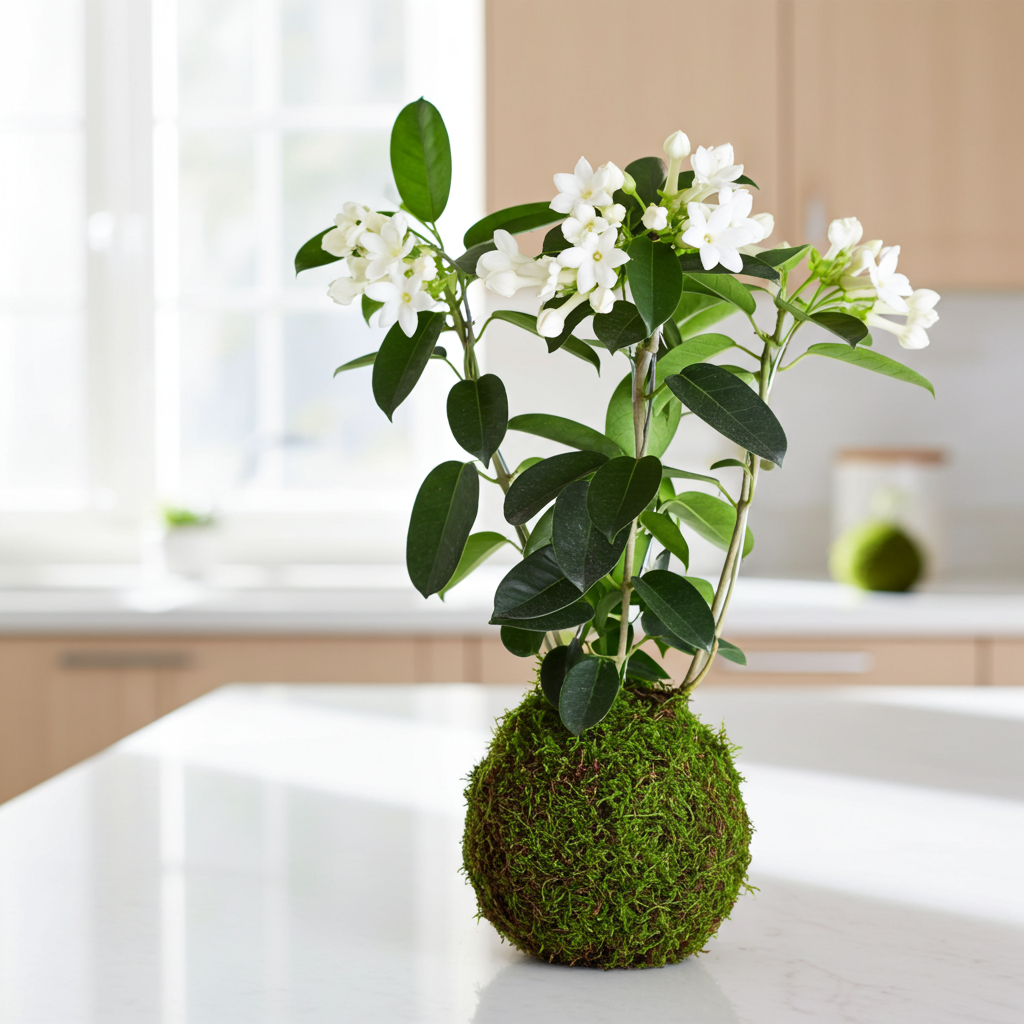 kokedama de jazmin de madagascar