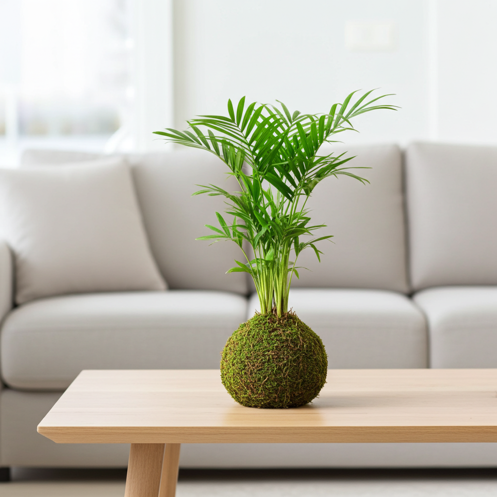 kokedama chamaedorea