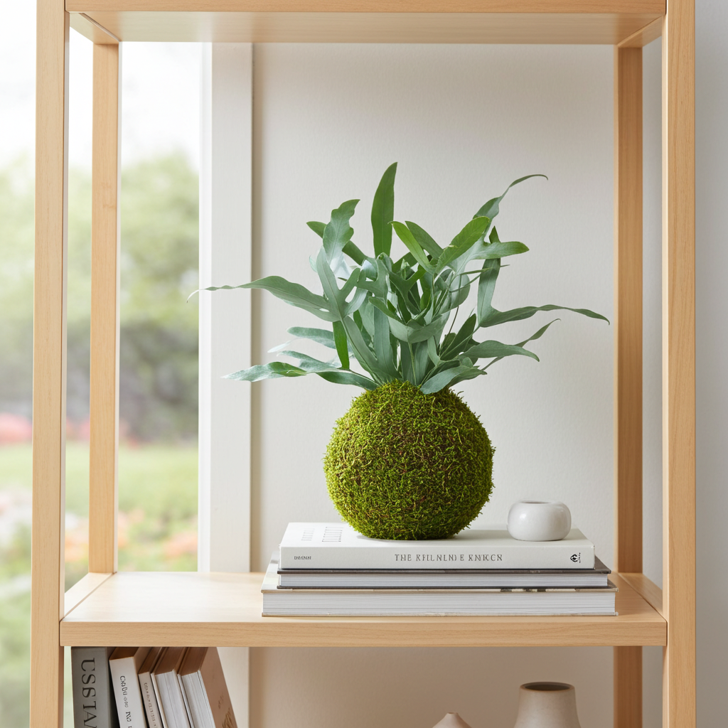 kokedama natural phlebodium aureum