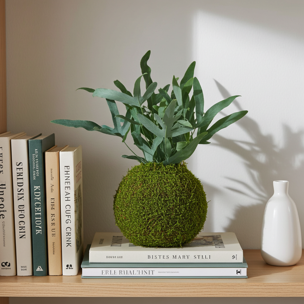 kokedama helecho azul