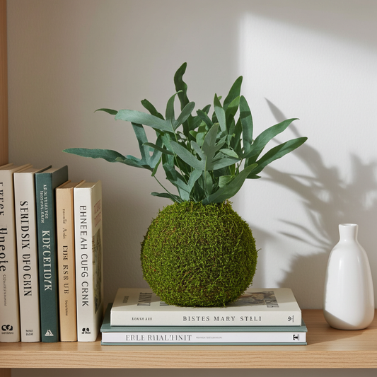 kokedama helecho azul