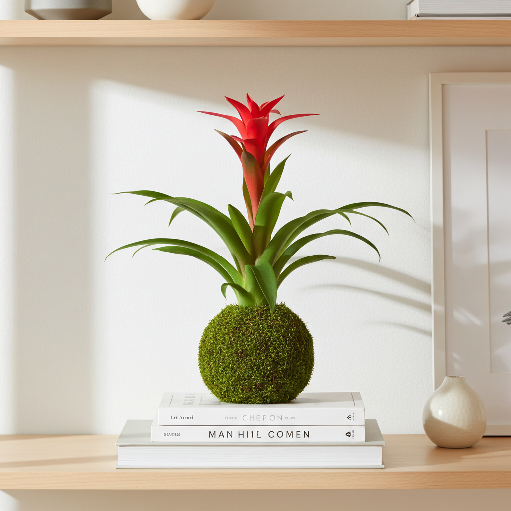 kokedama guzmania roja