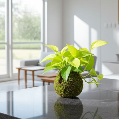 kokedama pothos neon