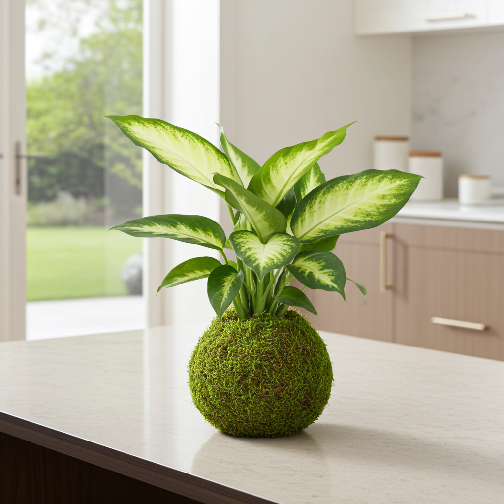 kokedama dieffenbachia