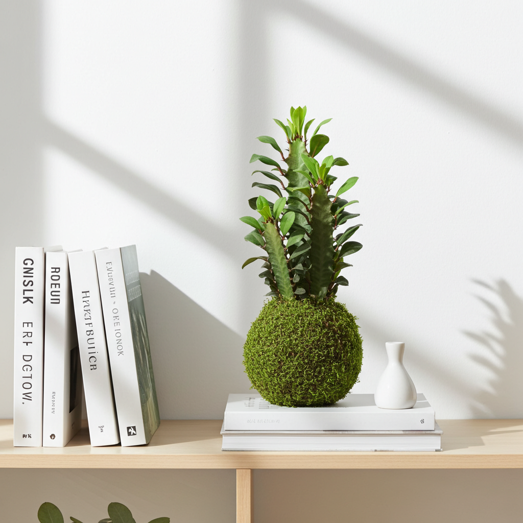 euphorbia trigona kokedama
