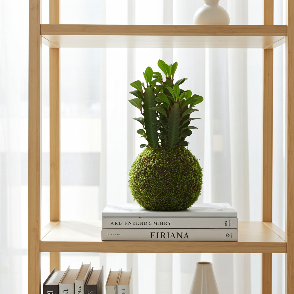 kokedama euphorbia trigona