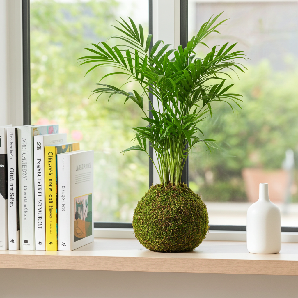 kokedama plamera chamadorea