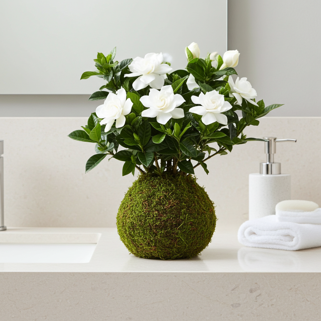 planta gardenia en kokedama
