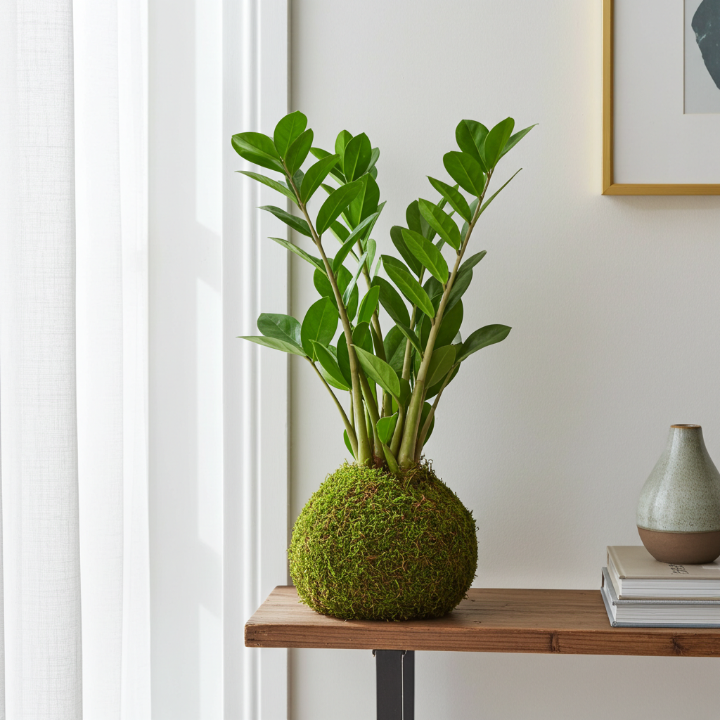 kokedama planta zamioculca
