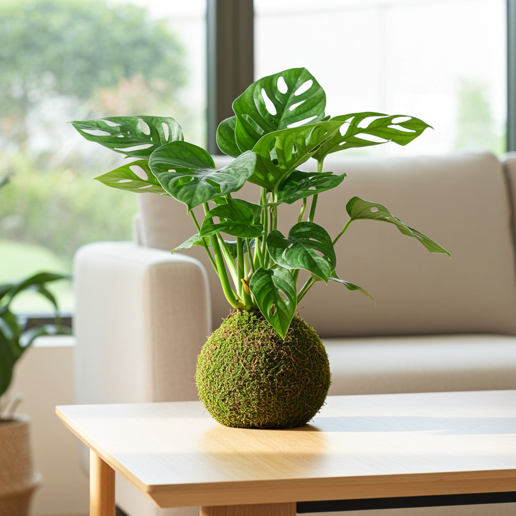 kokedama de monstera adansonii