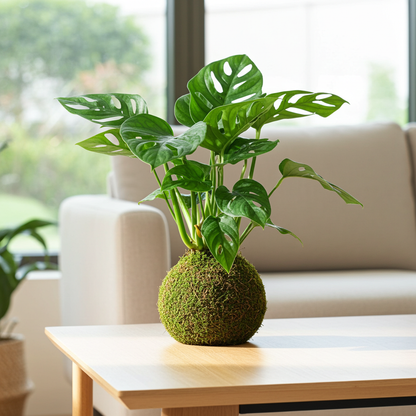 kokedama de monstera adansonii