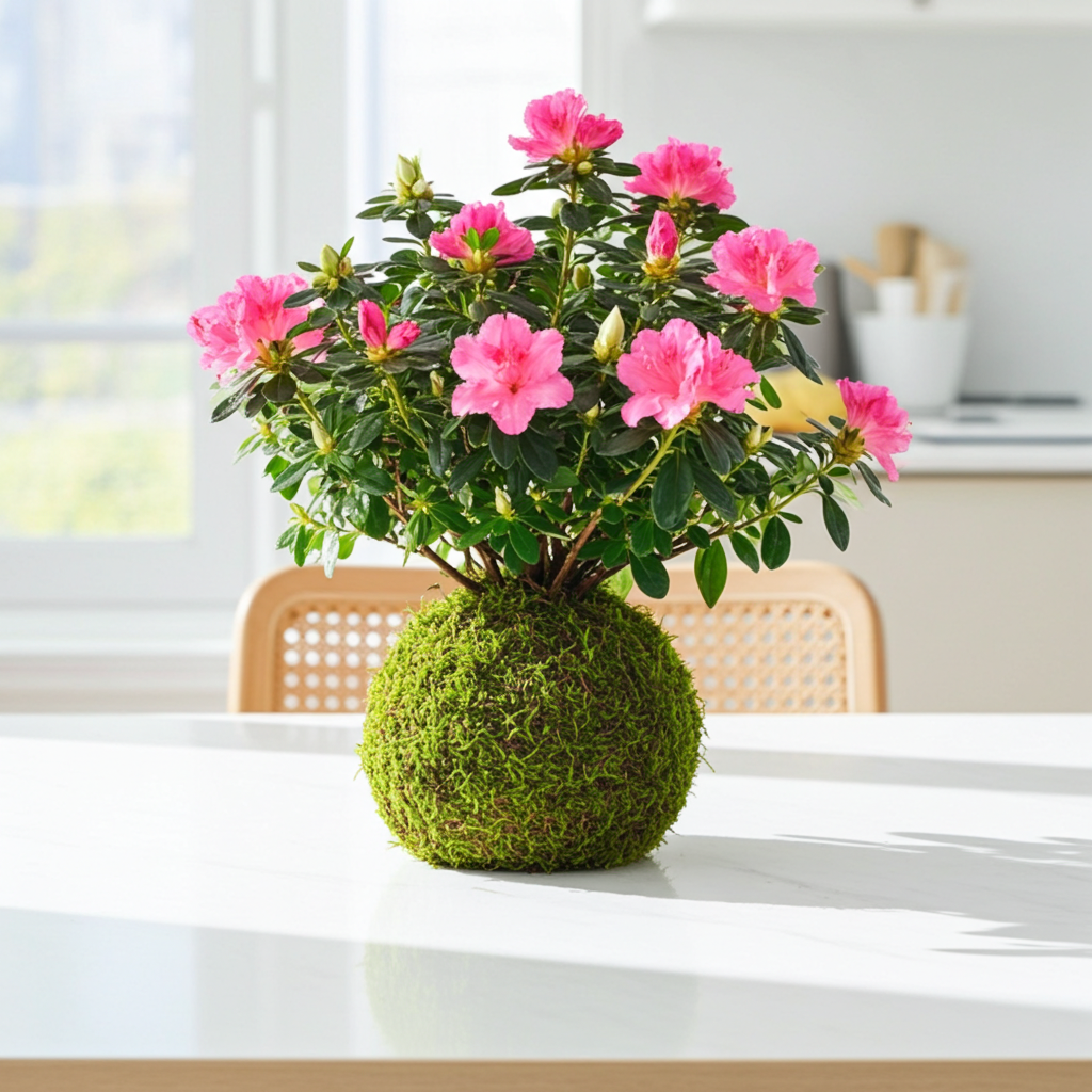 planta azalea kokedama