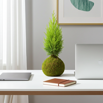 kokedama cipres amarillo