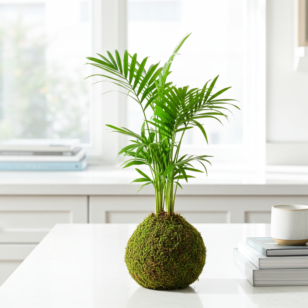 kokedama palmera de salón