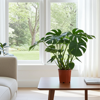 monstera deliciosa en mesa
