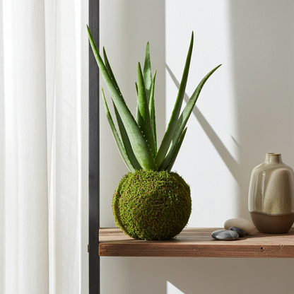 kokedama planta aloe