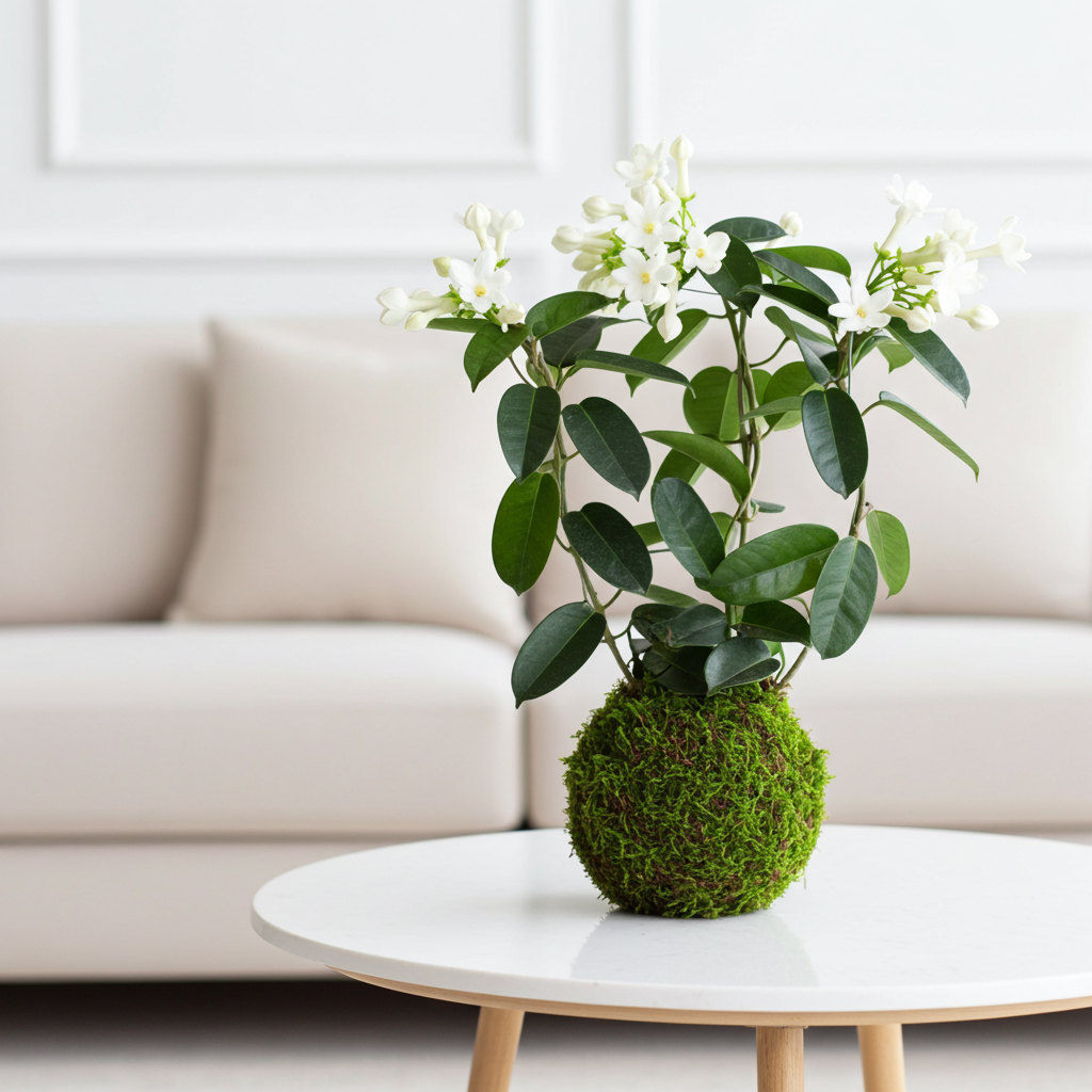 kokedama de jazmin de madagascar
