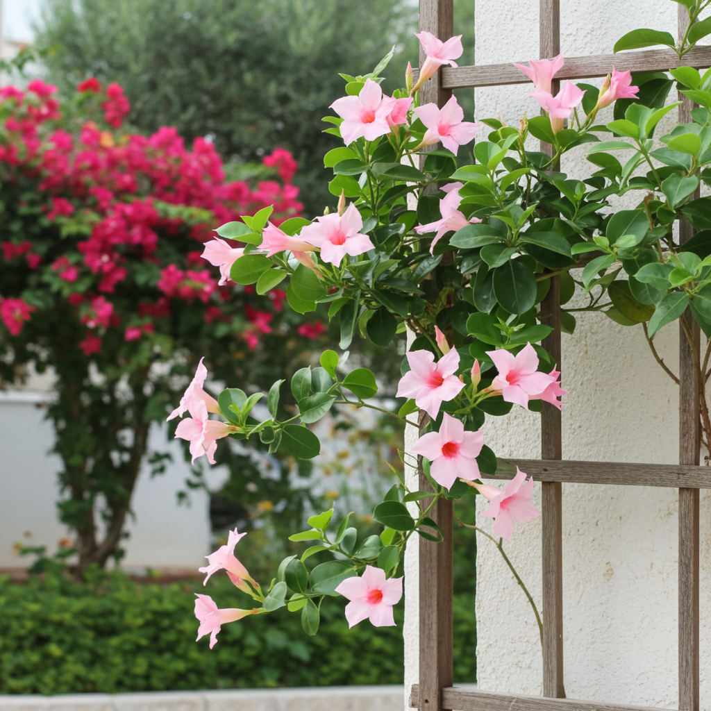 mandevilla flores rosa