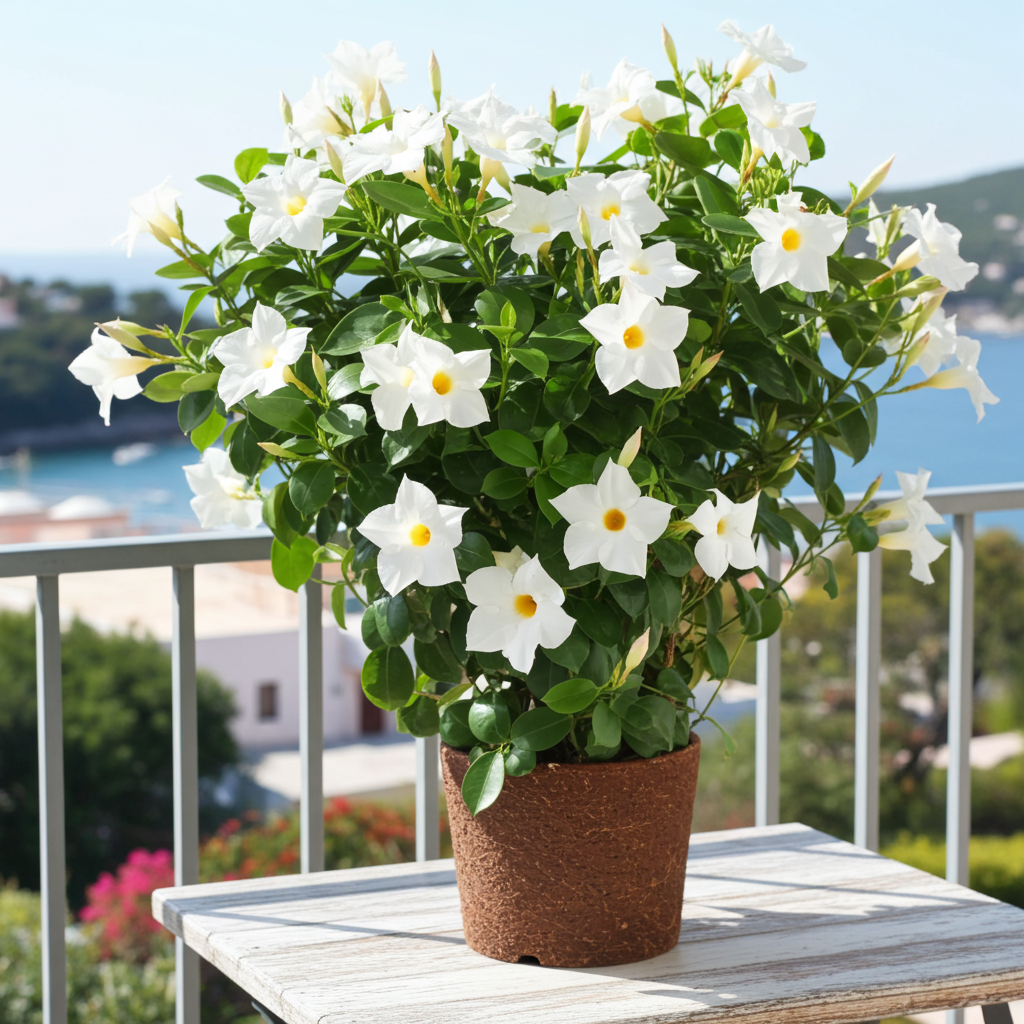 mandevilla flores blancas