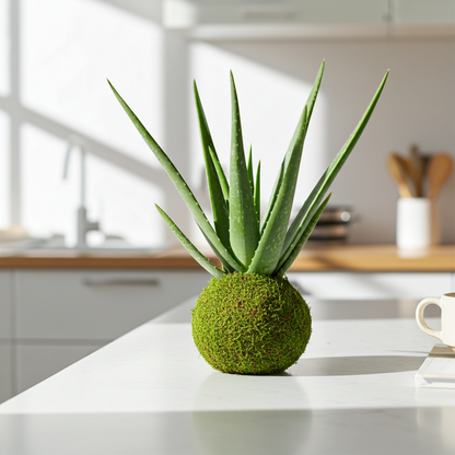 kokedama aloe vera planta