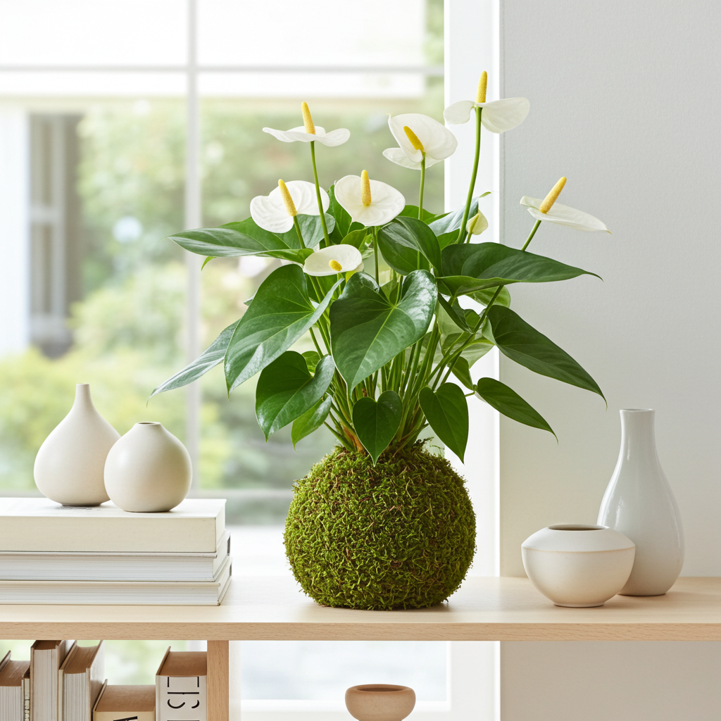 kokedama anturio blanco