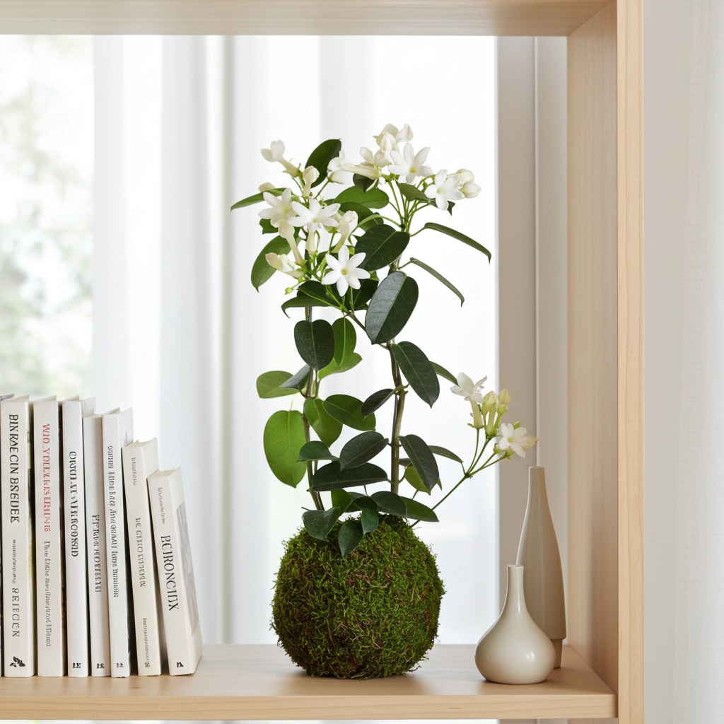 kokedama planta jazmin madagascar