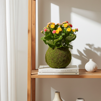 kokedama kalanchoe flor
