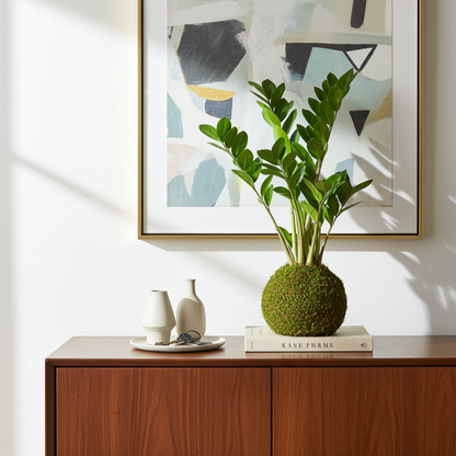 kokedama planta zamioculcas