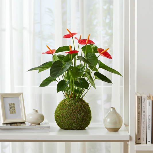 kokedama anturio rojo