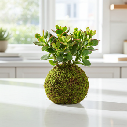 kokedama planta natural crasa jade