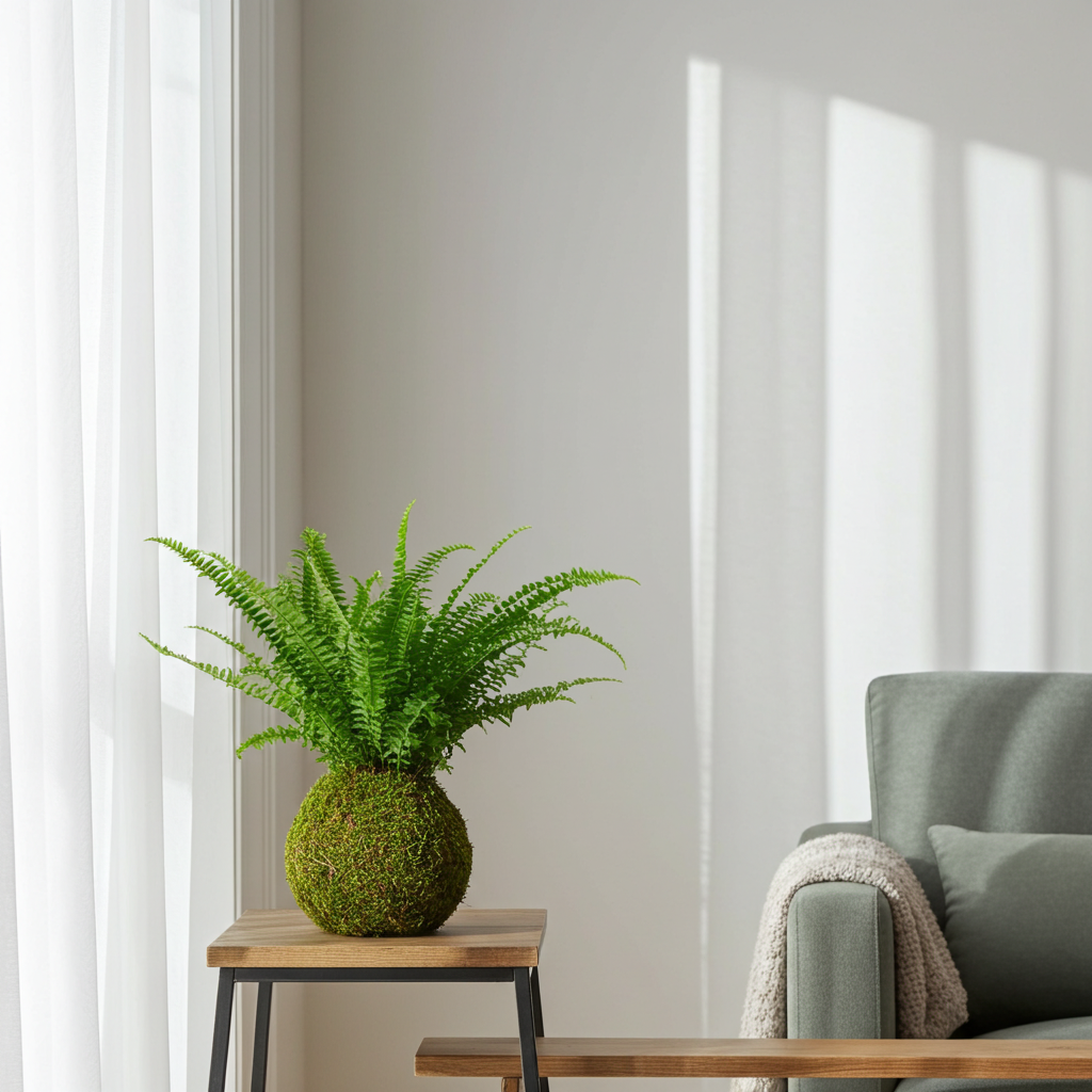 kokedama helecho natural