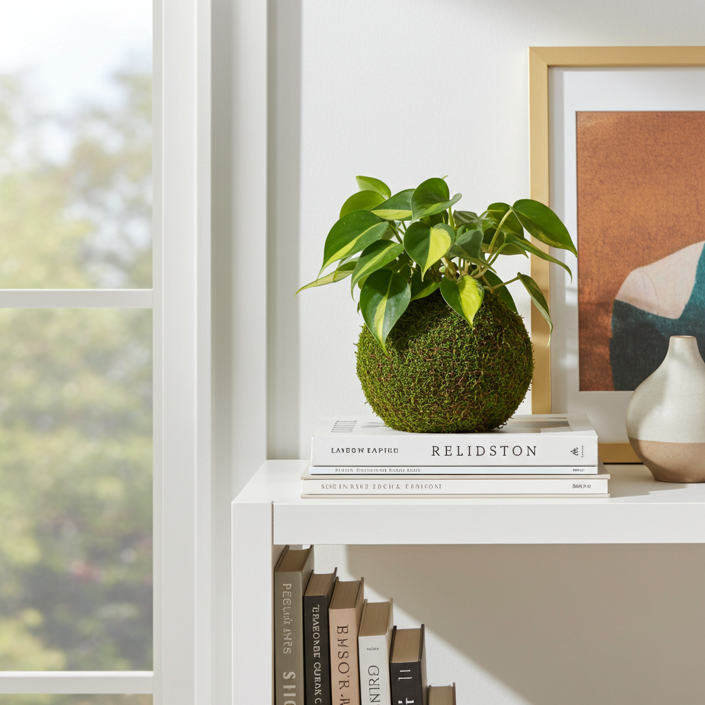 kokedama de philodendron brasil