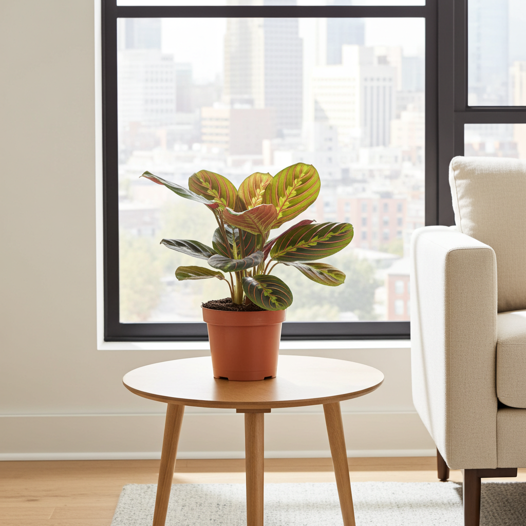 maranta leuconeura planta en mesa