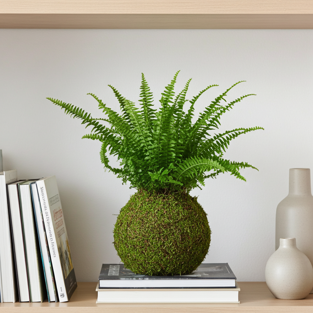kokedama de helecho