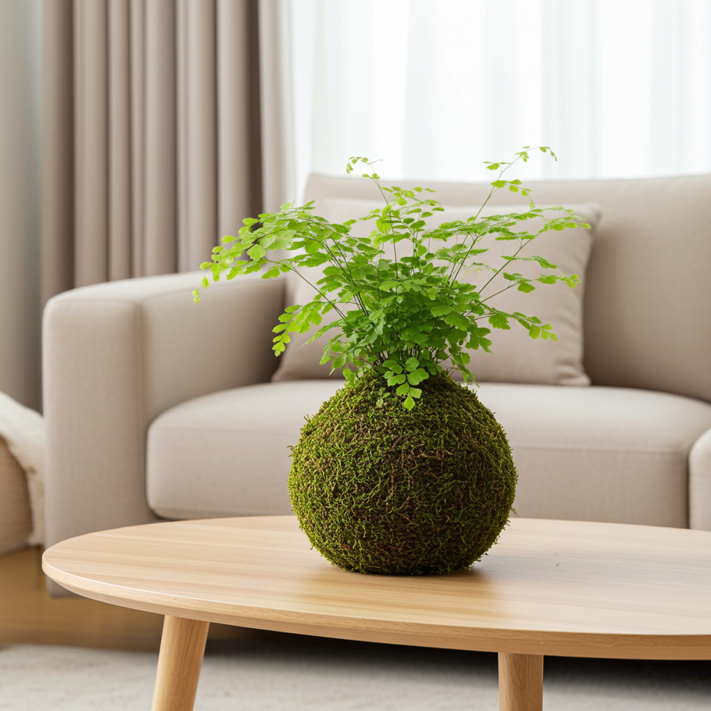 kokedama adiantum