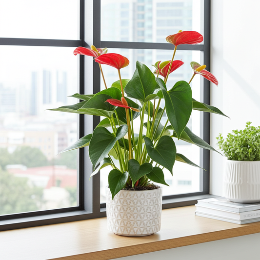 anturio rojo ventana