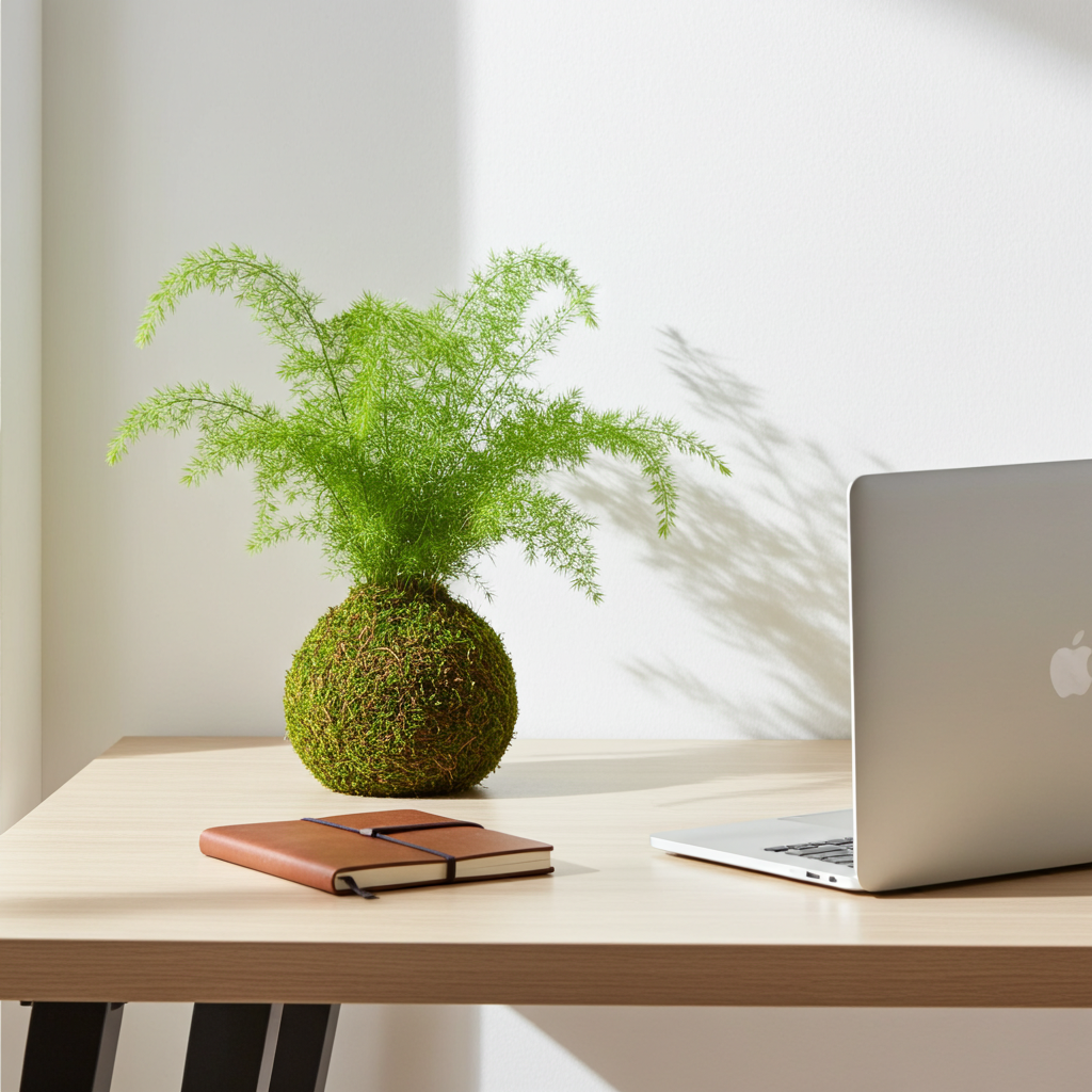 kokedama japones asparagus sprengeri