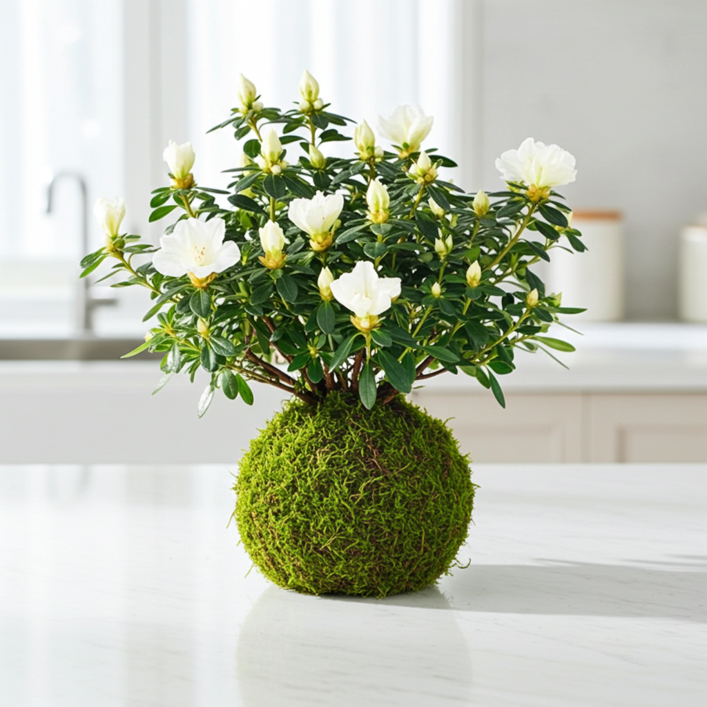 azalea kokedama natural