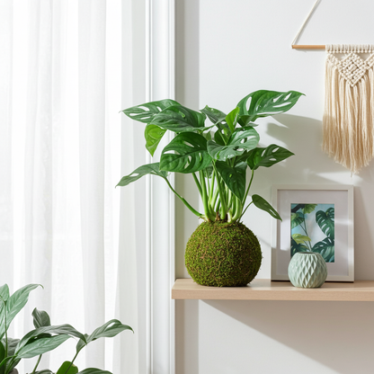 kokedama natural monstera adansonii