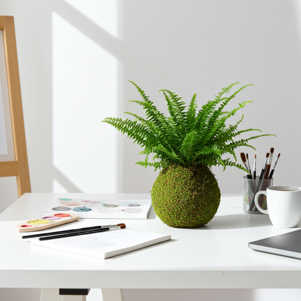 kokedama helecho natural