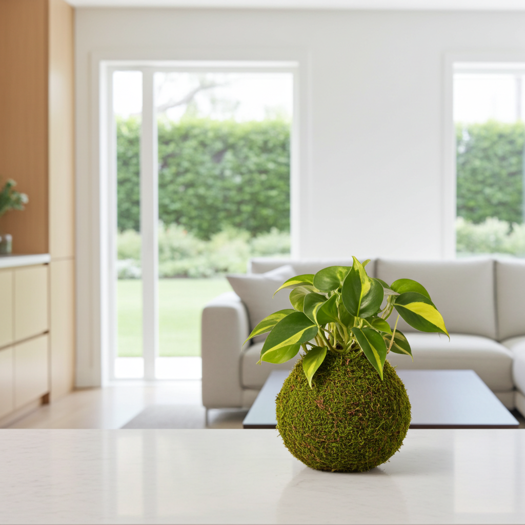 kokedama de philodendron brasil natural